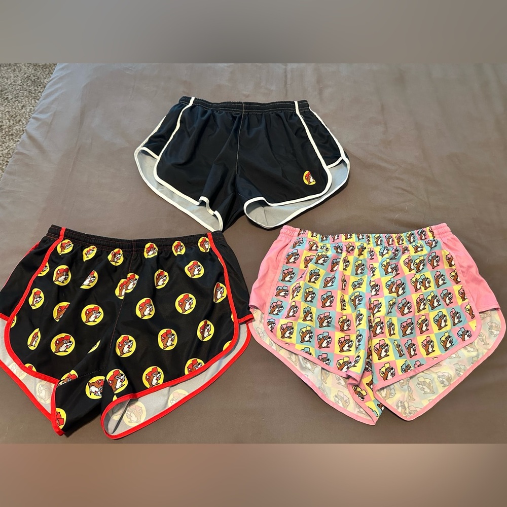 3 size medium Buc-ee’s Track shorts